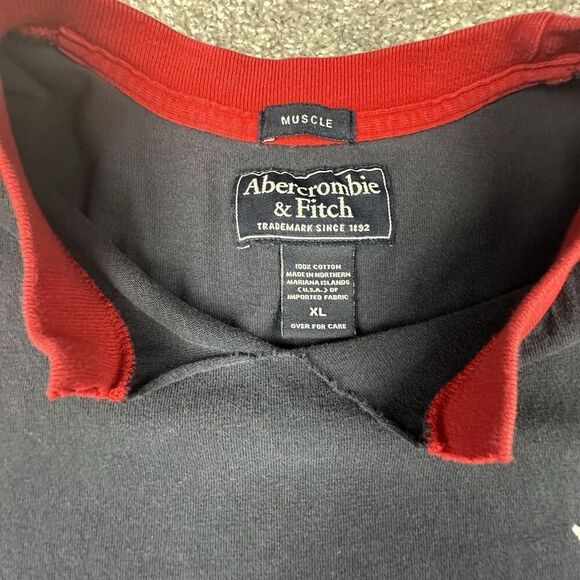 Abercrombie & Fitch Surf Team T-Shirt Mens XL Regular Navy Blue Y2K Muscle - Picture 4 of 5